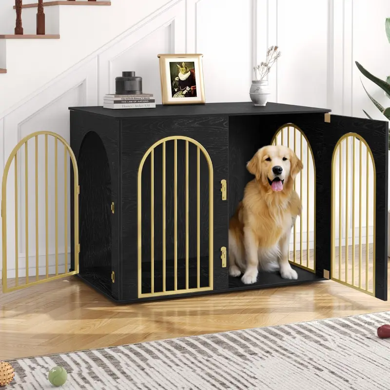 Hzuaneri 44.1 Wooden Dog Crate Furniture, Indoor Dog Kennel Dogs Cage for Small/Medium/Large Dogs, Heavy Duty Dog Crates Decorat