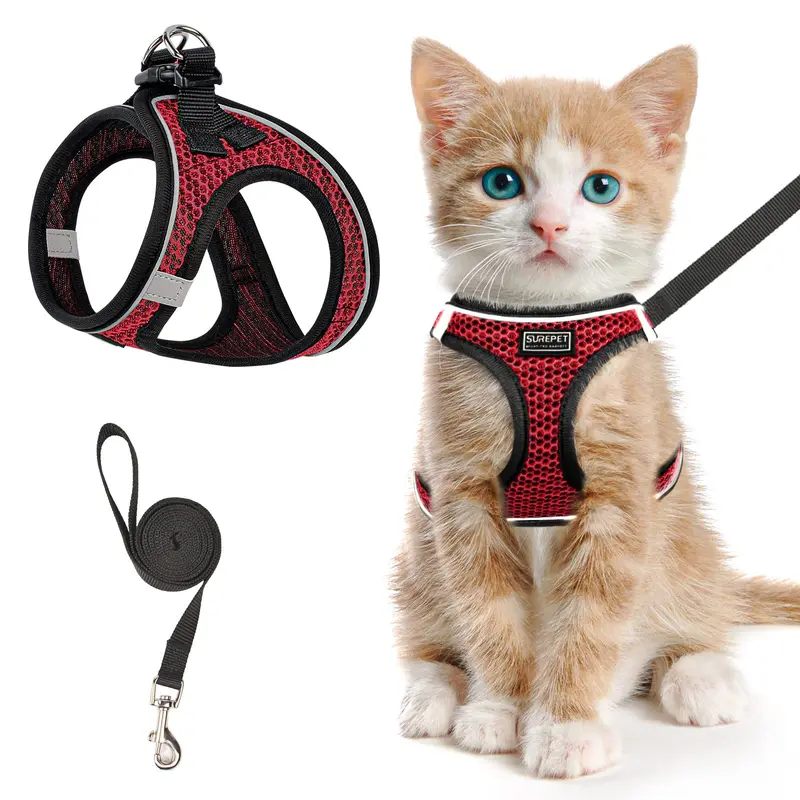 cat Harness and Leash for Walking Escape Proof, Adjustable Kitten Vest Harness Reflective Soft Mesh Puppy Harness for Outdoor, c