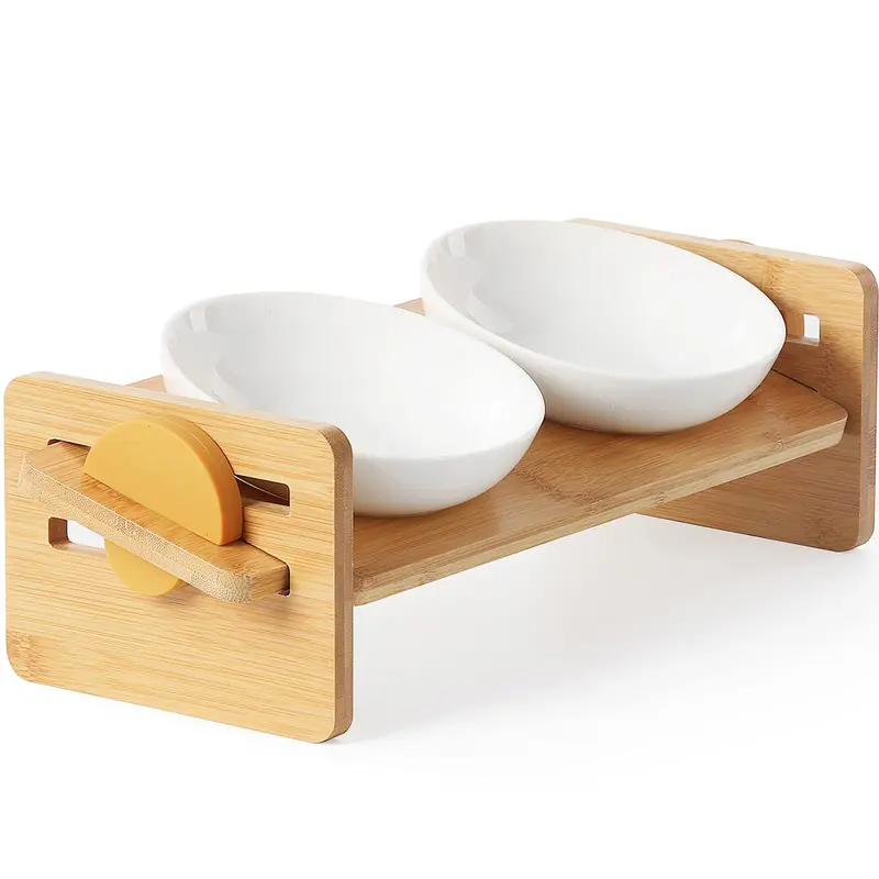 FUKUMARU Elevated Cat Ceramic Bowls, Small Dog 15