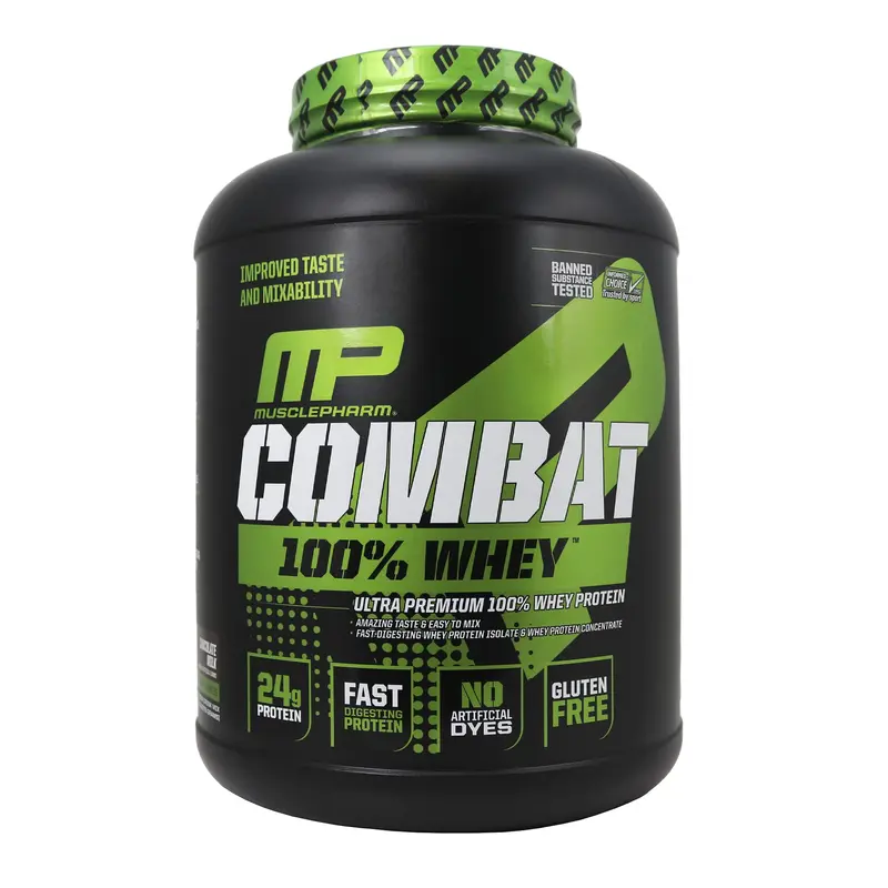 Muscle Pharm combat 100 Whey, chocolate Milk - 5 lb Protein Powder - gluten Free - 70 Servings