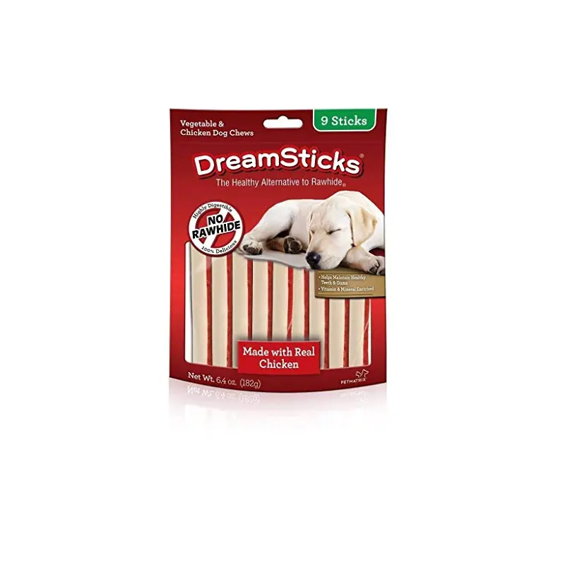 DreamBone DreamSticks, Rawhide Free Dog Chew Sticks Made with Real Chicken and Vegetables, 9 Sticks