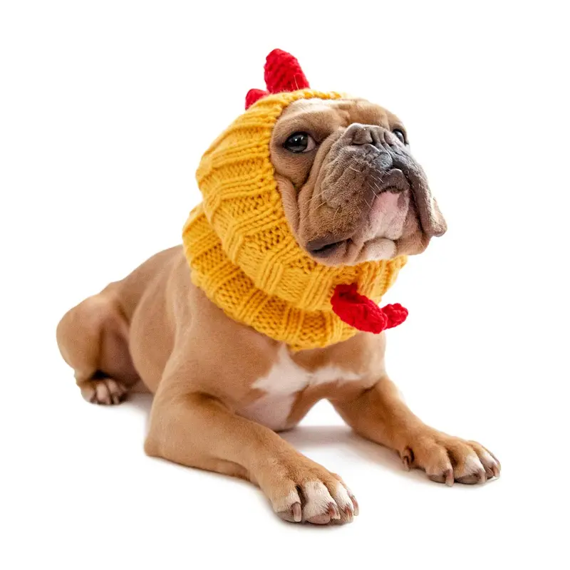 Zoo Snoods Rooster Chicken Costume for Dogs, Medium - Warm No Flap Ear Wrap Hood for Pets, Dog Outfit for Winters, Halloween, Ch