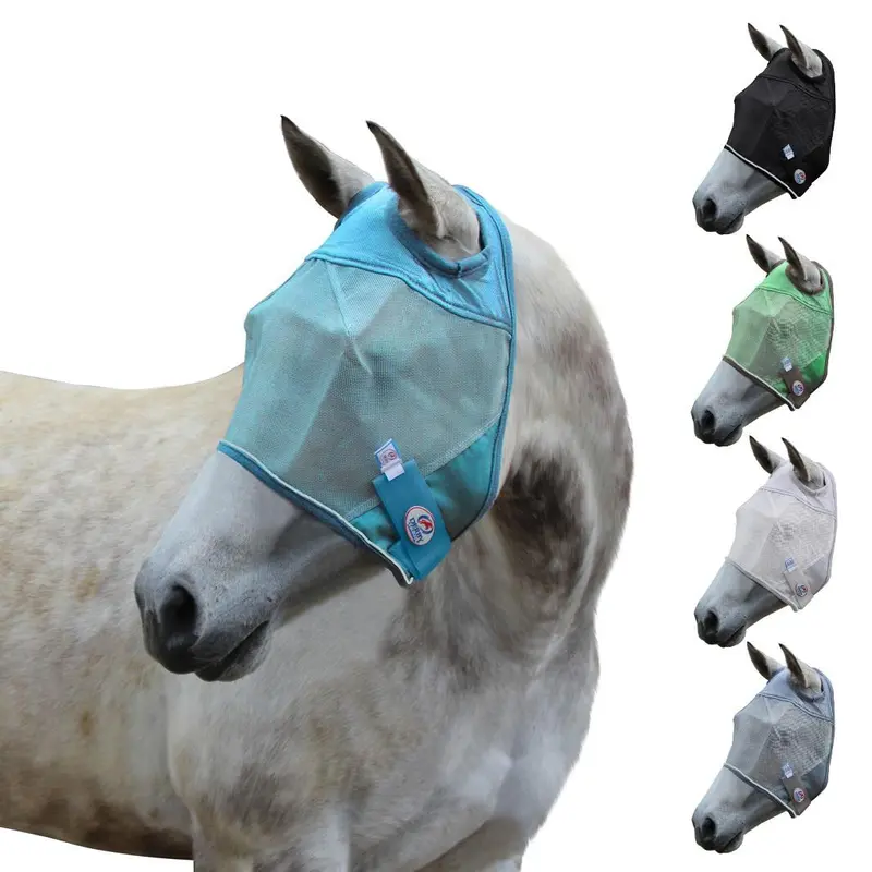Derby Originals Reflective Mesh Fly Mask with 1 Year Warranty No Ears or Nose Cover,Summer Blue,Large (Full/Average),72-7107SB-L