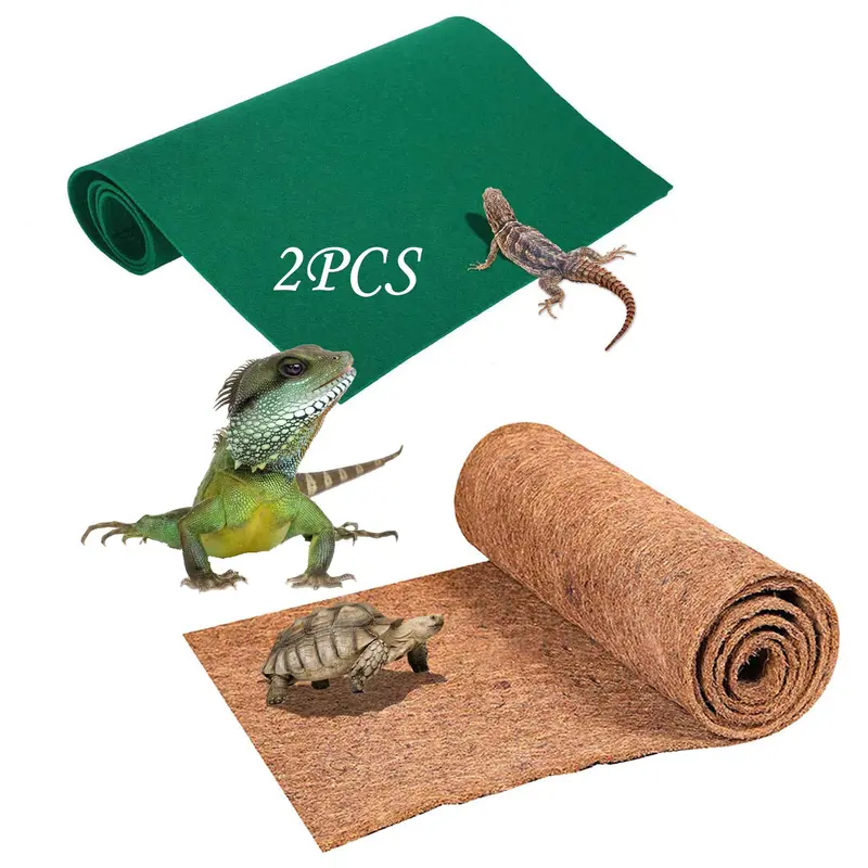 PINVNBY Reptile Carpet, 2 Sheets Lizard Terrarium Mat,Natural Coconut Fiber Substrate Bedding Habitat Liner Pads for Bearded Dra