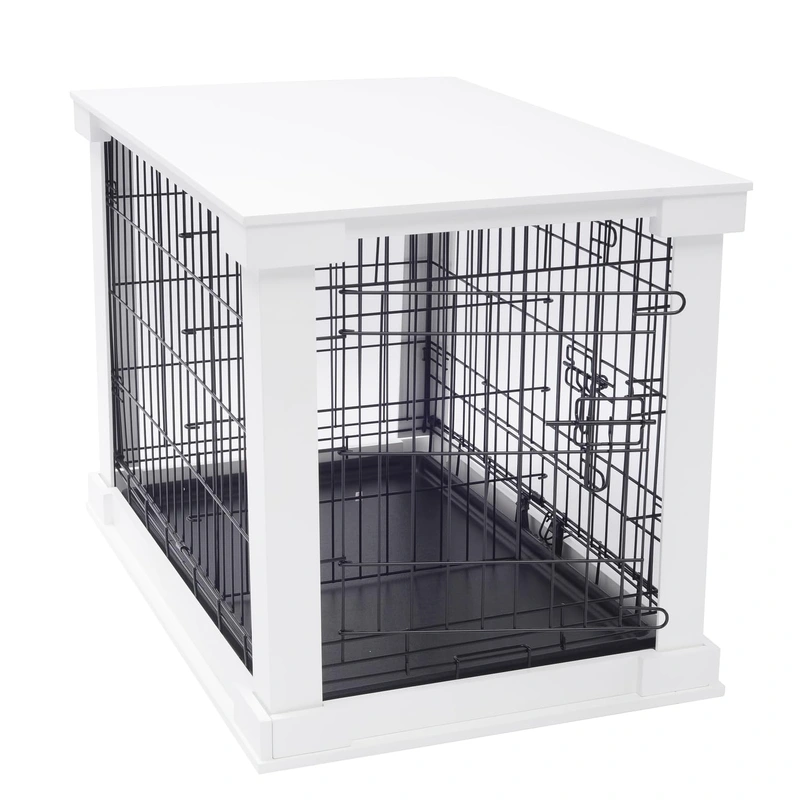zoovilla White Dog Cage with Crate Cover, Dog Kennel White Large