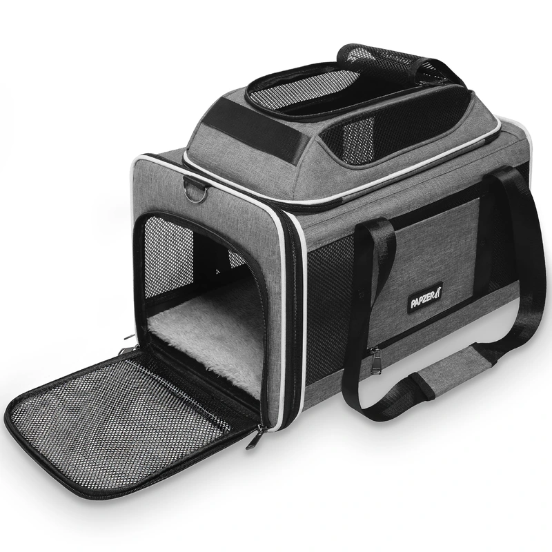 PAPZER Cat Carrier Top-Expandable 18x11x11, United Delta American Airline Approved Dog Carrier, Soft-Sided Pet Carry Bag Under-S