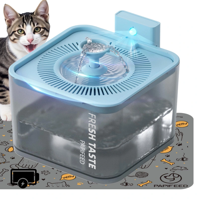 PAPIFEED Wireless Cat Water Fountain, 106oz/3L Battery Operated Pet Water Fountain Cordless for Cats Indoor, Automatic Cat Drink