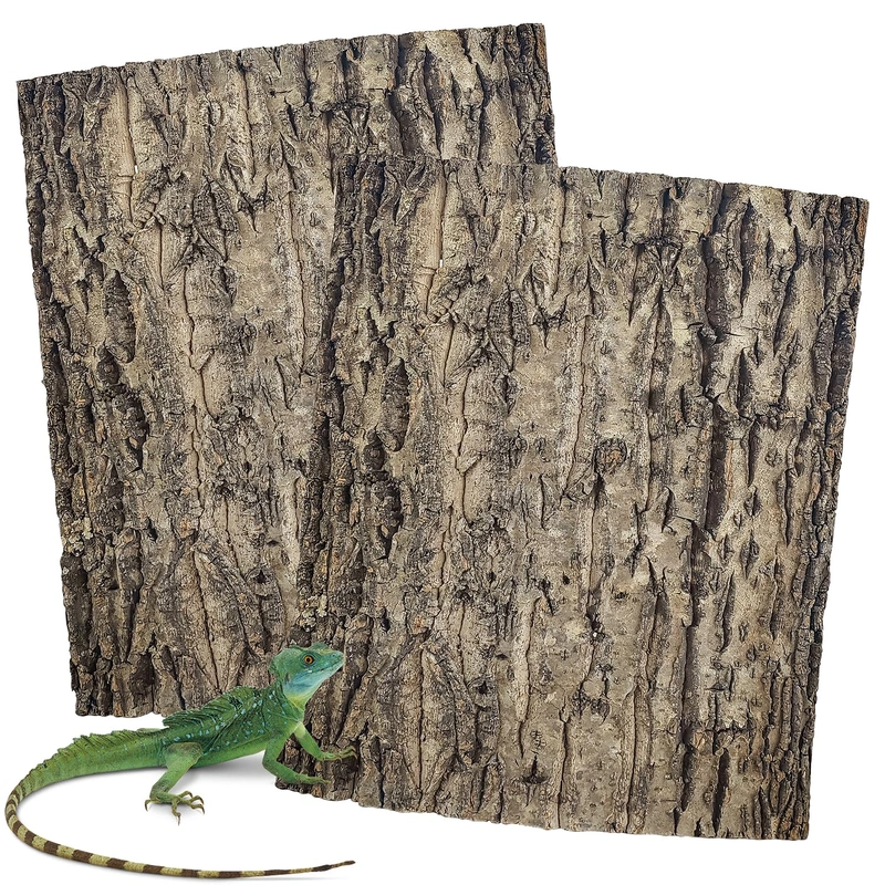 Sysmashing 2PCS Cork Terrarium Background 15.7x11.8in Natural Cork Large Bark Backdrop Reptile Climbing Mat Habitat Decor for Sp