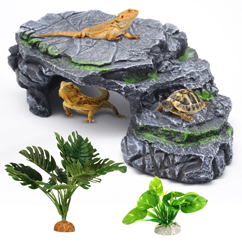 GOZILLA Turtle Basking Platform Kit, Reptile Habitat Hideout, Decorative Resin for Aquarium & Terrarium, Including Artificial Pl