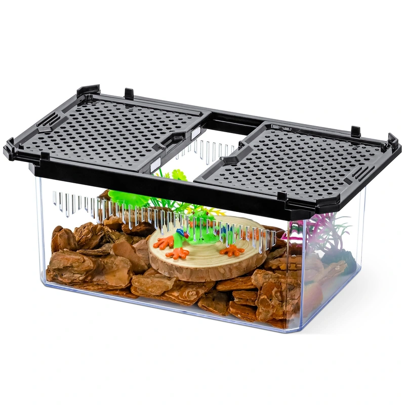 High-Transparency Reptile & Insect Enclosure Terrarium with Magnetic Door, Excellent Ventilation, Easy Cleaning, and Strong, Lon
