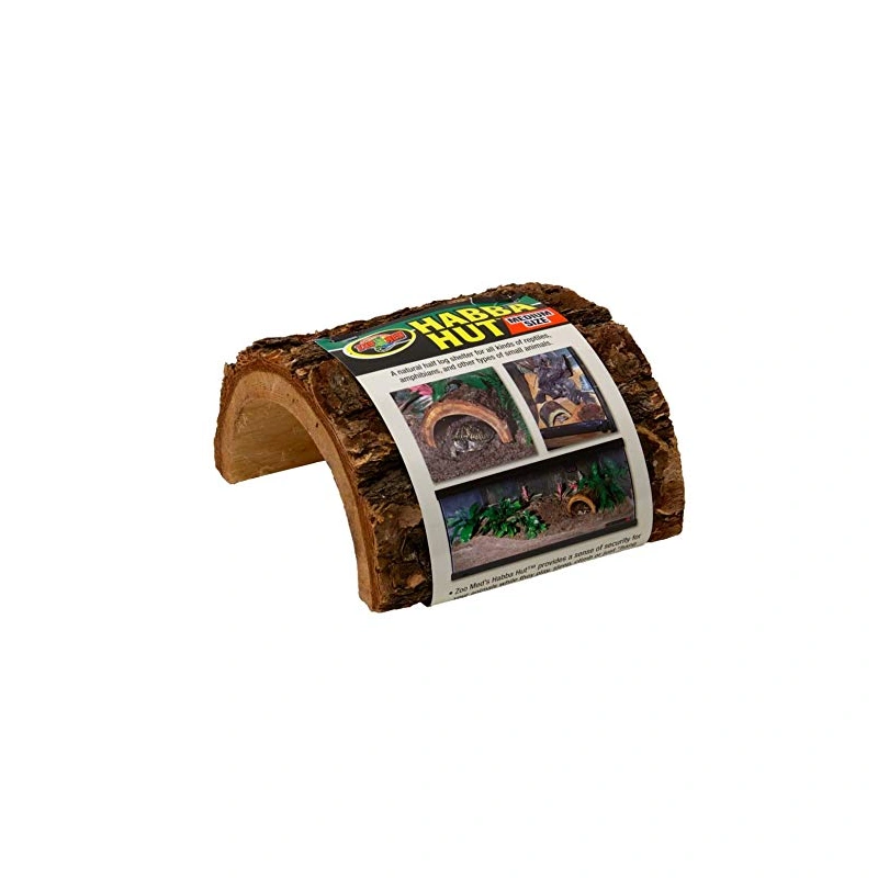 Zoomed Medium Habba Hut Reptile Hide - Half Natural Wood Log Hide for Reptiles & Includes DBDPet Pro-Tip Guide