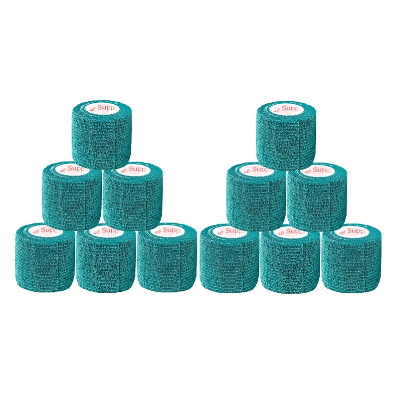 2 Inch Vet Wrap Tape Bulk (Hunter Green) (Pack of 12) Self Adhesive Adherent Adhering Flex Bandage Grip Roll for Dog Cat Pet Hor