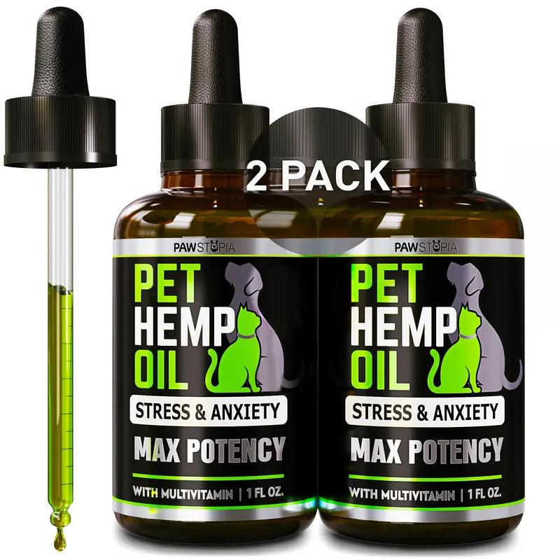 (2 Pack) Hemp Oil for Dogs and Cats - Helps Pets with Anxiety, Pain, Stress, Sleep, Arthritis, Seizures Relief - Cat Anxiety Rel