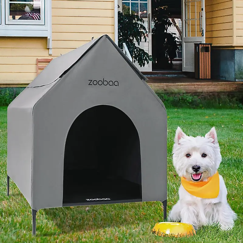 Zooba 29 2-in-1 Dog House for Medium Dogs, Elevted Dog House Outdoor/Indoor, Weatherproof Elevated Pet Shelter, Breathable Mesh