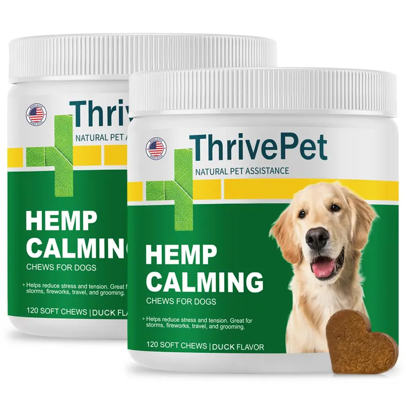 (2 Pack) Hemp Calming Chews for Dogs - 240 Count | Duck Flavor - Puppy Dog Calming Treats Supplement for Storm Anxiety, Sleep, R