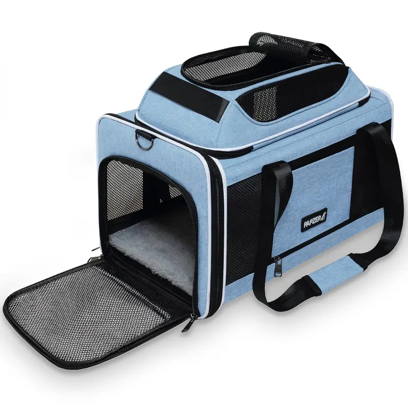 Papzer Cat Carrier Top-Expandable 18X11X11, United Delta American Airline Approved Dog Carrier, Soft Pet Carry-On Bag Underseat