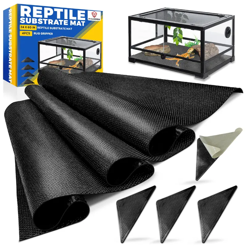 [Premium] 24''X60'' Reptile Substrate Mat With 4 Pcs Rug Gripper, Extra Thick & Ultra Comfortable,Non-Slip, Reptile Tank Accesso
