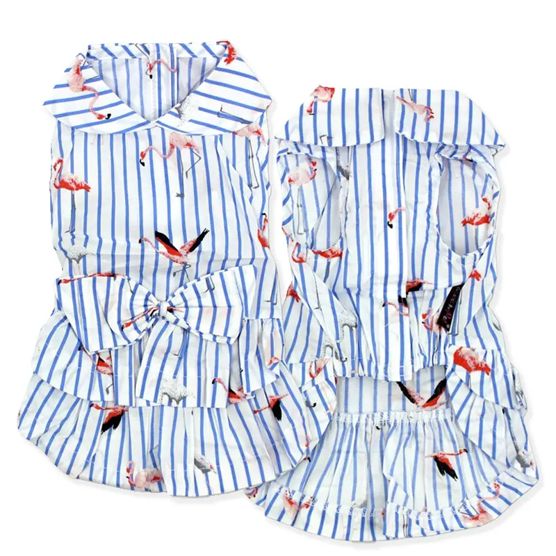 Parisian Pet Flamingo Summer Dress - Girly Dog Dress - 100% Cotton, Lightweight, Sleeveless - Medium Dogs