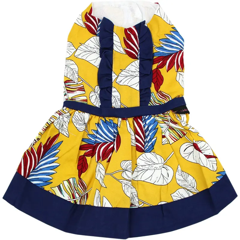 Parisian Pet Dog Dress Tribal Leaves Summer Clothes Outfit For Girl Puppy, Dogs And Cats, 3Xl