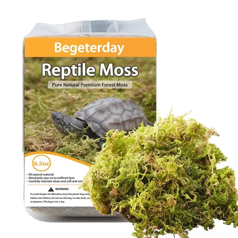 Begeterday 6.5Oz Pure Natural Reptile Moss For Humidity, Great For Snakes, Turtle And Other Reptiles, Good For Terrariums For Re